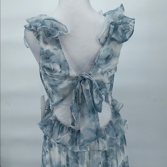 New AQUA Ruffle Trim Maxi Dress - Exclusive, Size Medium, Floral Dress - Picture 10 of 14